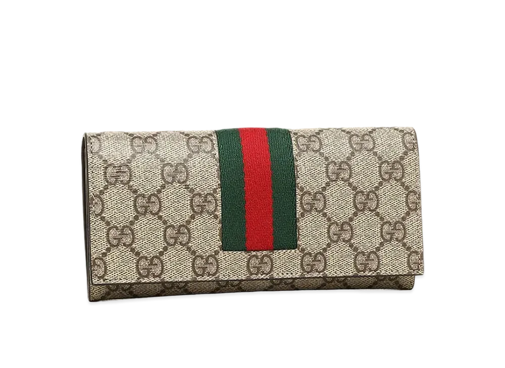 GUCCI GG Supreme Flap Long Wallet "Beige"