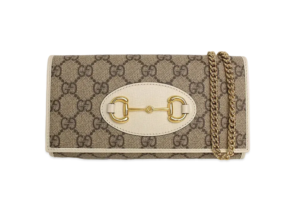 GUCCI Horsebit 1955 Chain Wallet "Beige"
