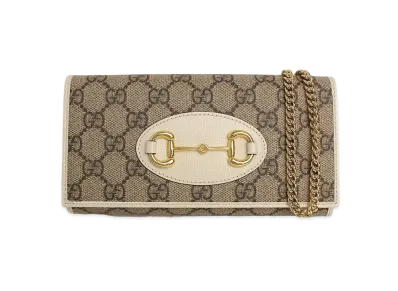 GUCCI Horsebit 1955 Chain Wallet "Beige"