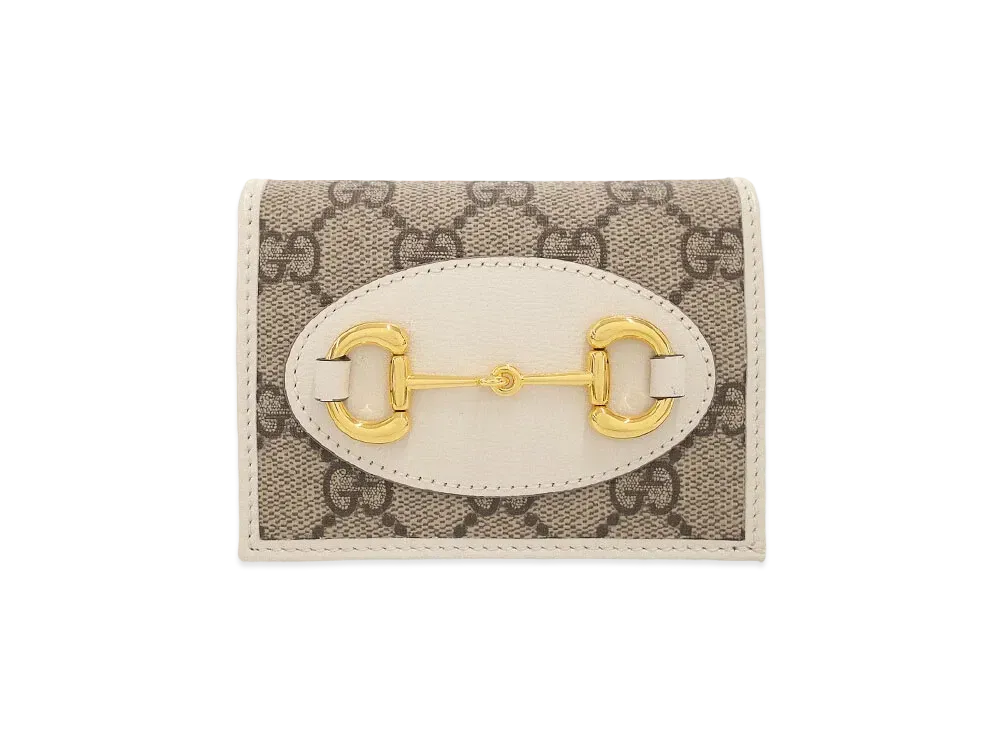 GUCCI Horsebit 1955 Card Case Wallet "Beige"