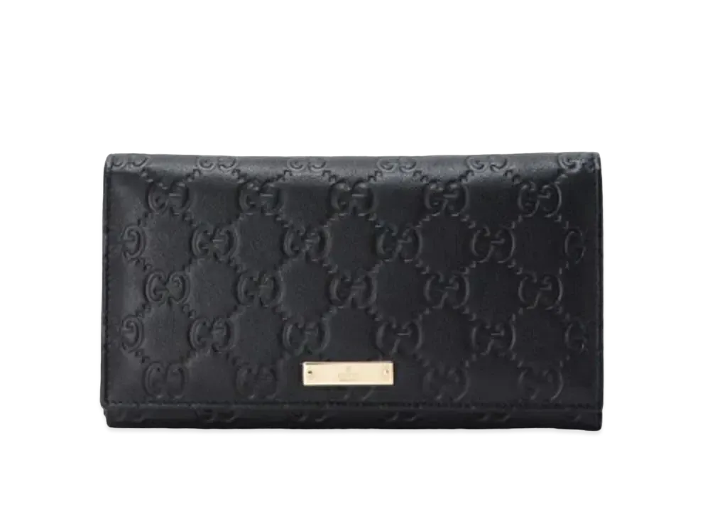 GUCCI Guccissima Flap Long Wallet "Black"