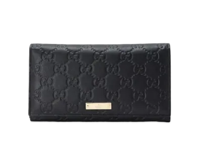 GUCCI Guccissima Flap Long Wallet "Black"