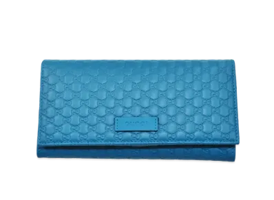 GUCCI Guccissima Flap Long Wallet "Light Blue"