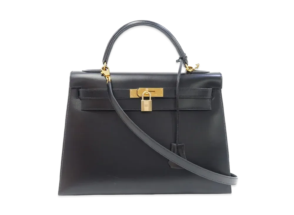 Hermes Kelly Sellier Box Calf "Noir/Gold"