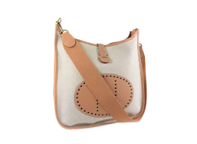 Hermes Evelyne 1 Toile H "Beige/Gold"