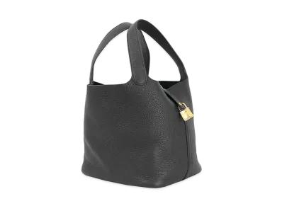 Hermes Picotin Lock 22/MM Taurillon Clemence "Noir/Gold"