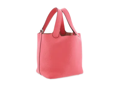 HERMES Picotin Lock 22/MM Taurillon Clemence "Rose Azalee/Silver"