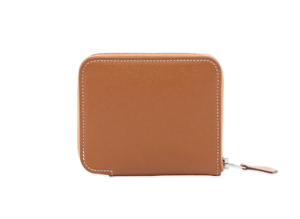 HERMES Epsom Leather Azap Silk in Compact Wallet "Gold"