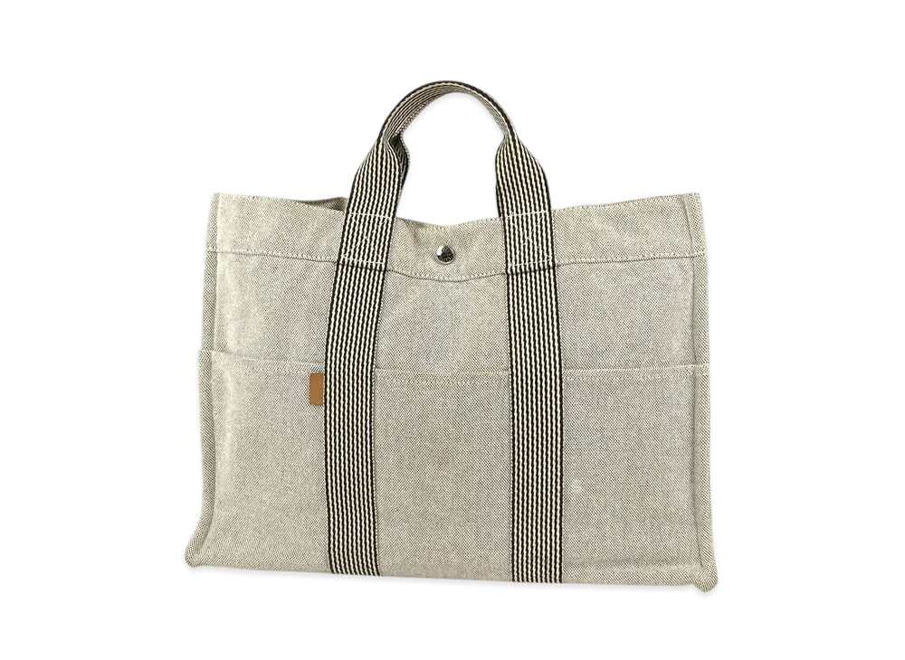 HERMES Fourre-tout Canvas Tote Bag "Gray"