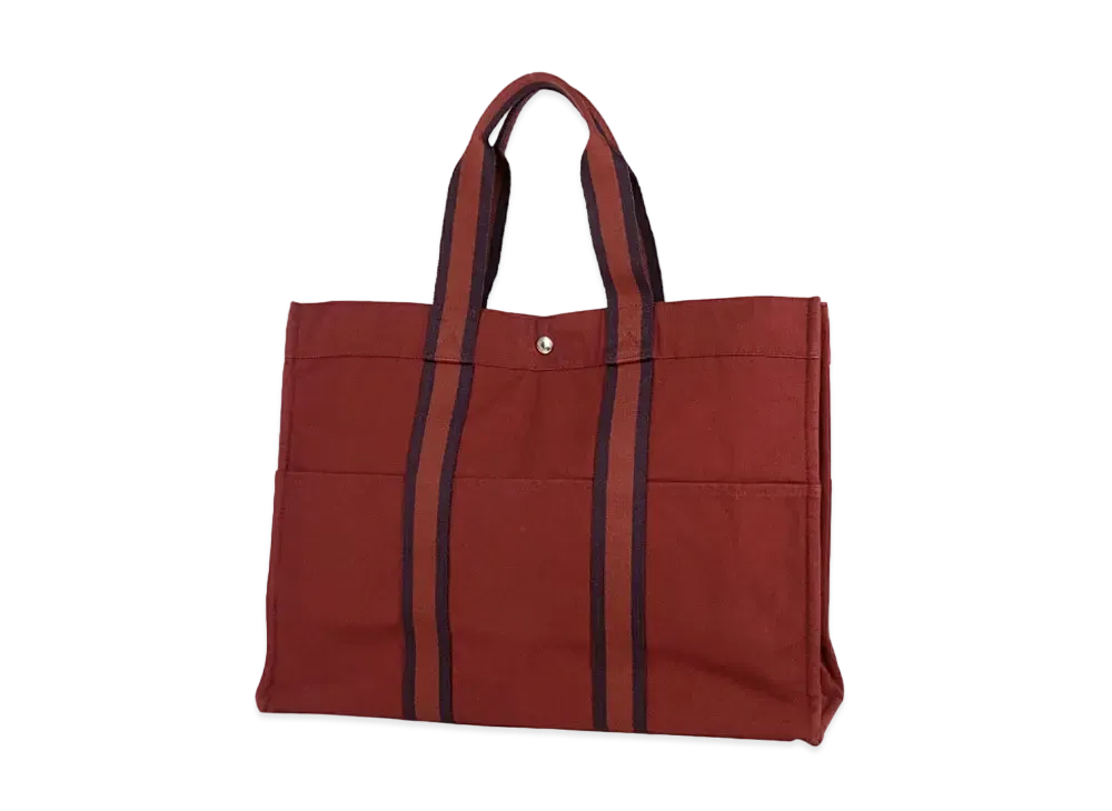 HERMES Fourre-tout Canvas Tote Bag "Red"