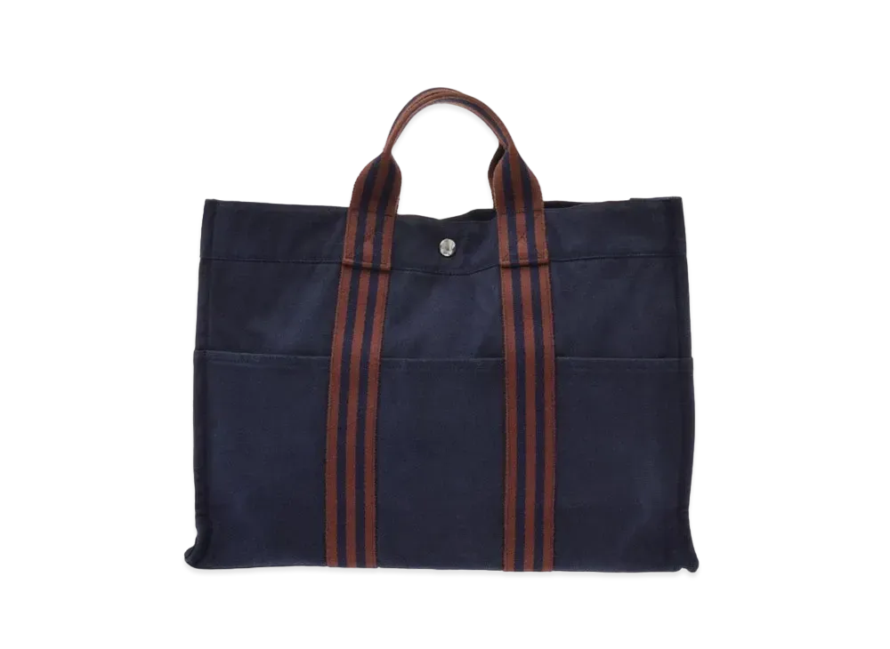 HERMES Fourre-tout Canvas Tote Bag "Navy"