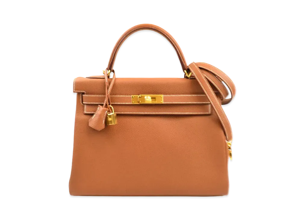 Hermes Kelly Retourne Taurillon Clemence "Gold/Gold"