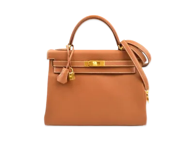 Hermes Kelly Retourne Taurillon Clemence "Gold/Gold"