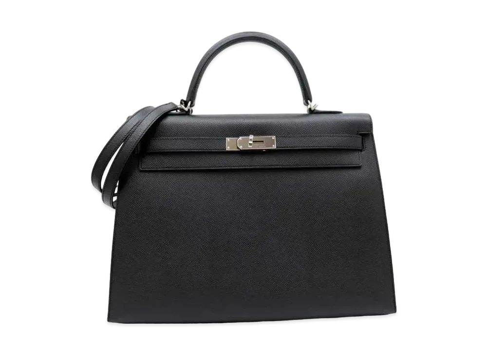 Hermes Kelly Sellier Epsom "Noir/Silver"