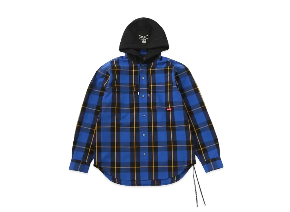 mastermind JAPAN Block Plaid Hooded Shirts "Blue"