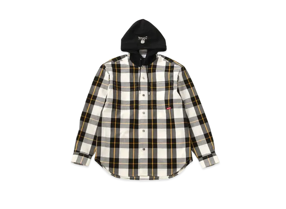 mastermind JAPAN Block Plaid Hooded Shirts "White"