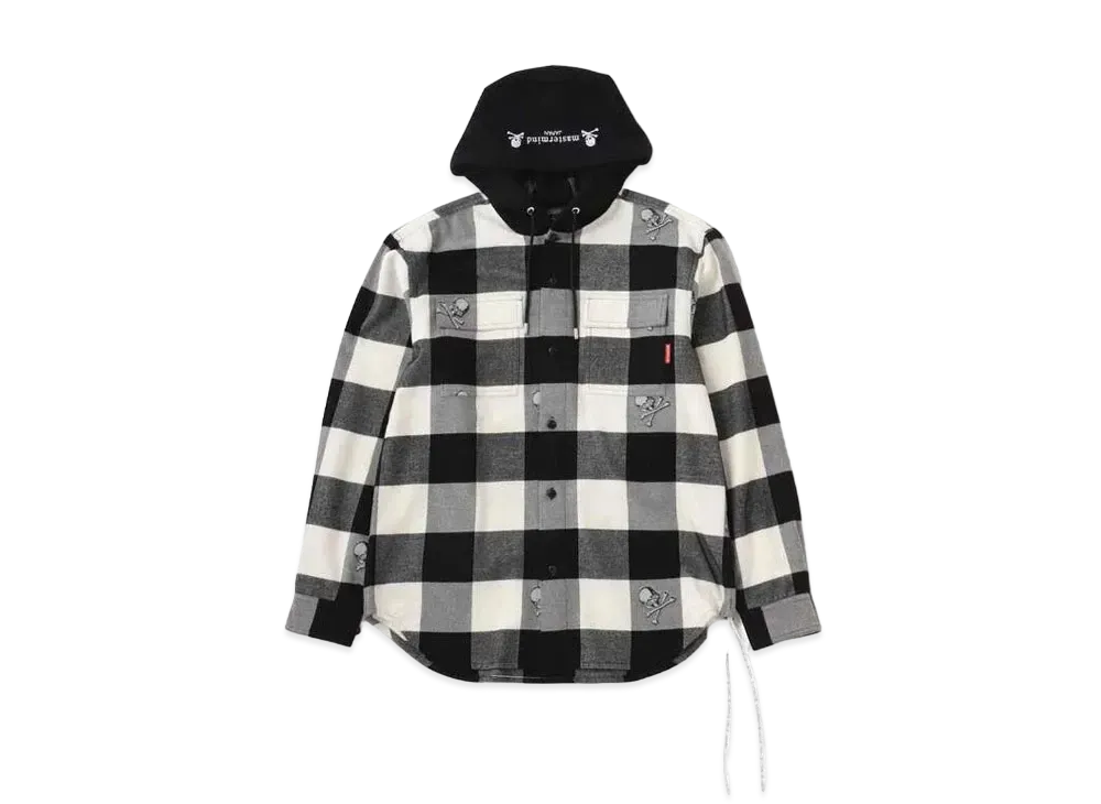 mastermind JAPAN Hooded Flannel Shirt "White"