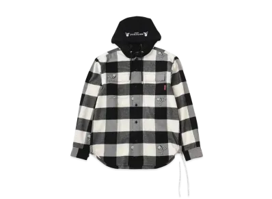 mastermind JAPAN Hooded Flannel Shirt "White"