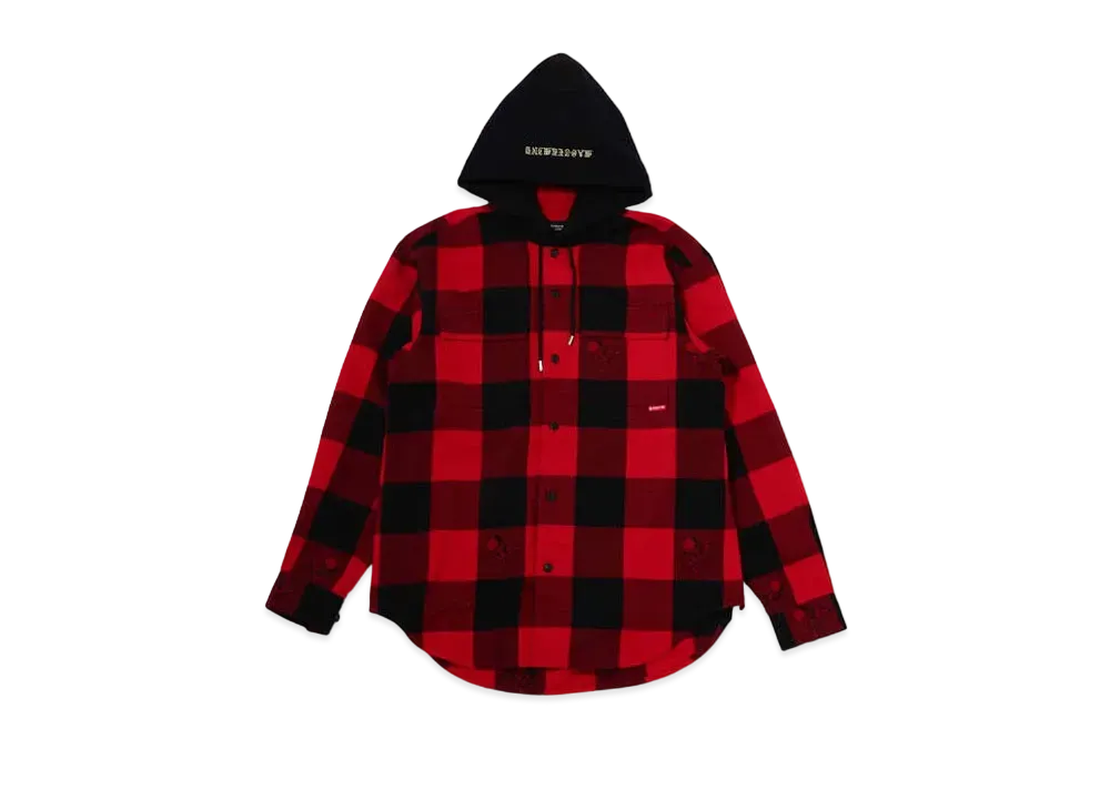 mastermind JAPAN Hooded Plaid Shirts "Red Buffalo Plaid"