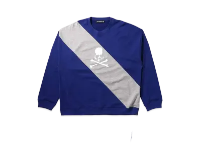 mastermind JAPAN Boxy Diagonal Switching Crewneck "Navy Top Gray"