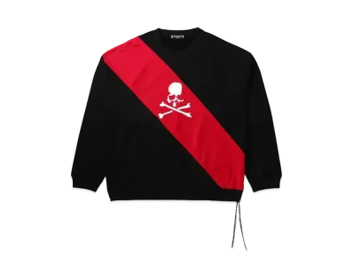 mastermind JAPAN Boxy Diagonal Switching Crewneck "Black Red"