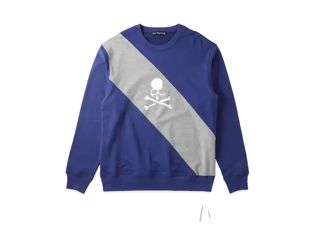 マスターマインドジャパン ダイアゴナル スイッチング クルーネック "ネイビー トップグレー"