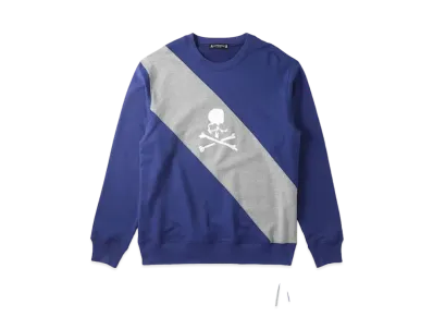 mastermind JAPAN Diagonal Switching Crewneck "Navy Top Gray"