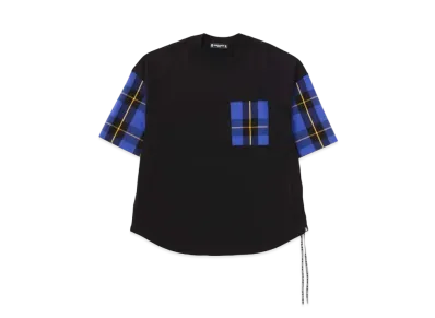 mastermind JAPAN Boxy Check Patchwork Tee "Black Blue Check"
