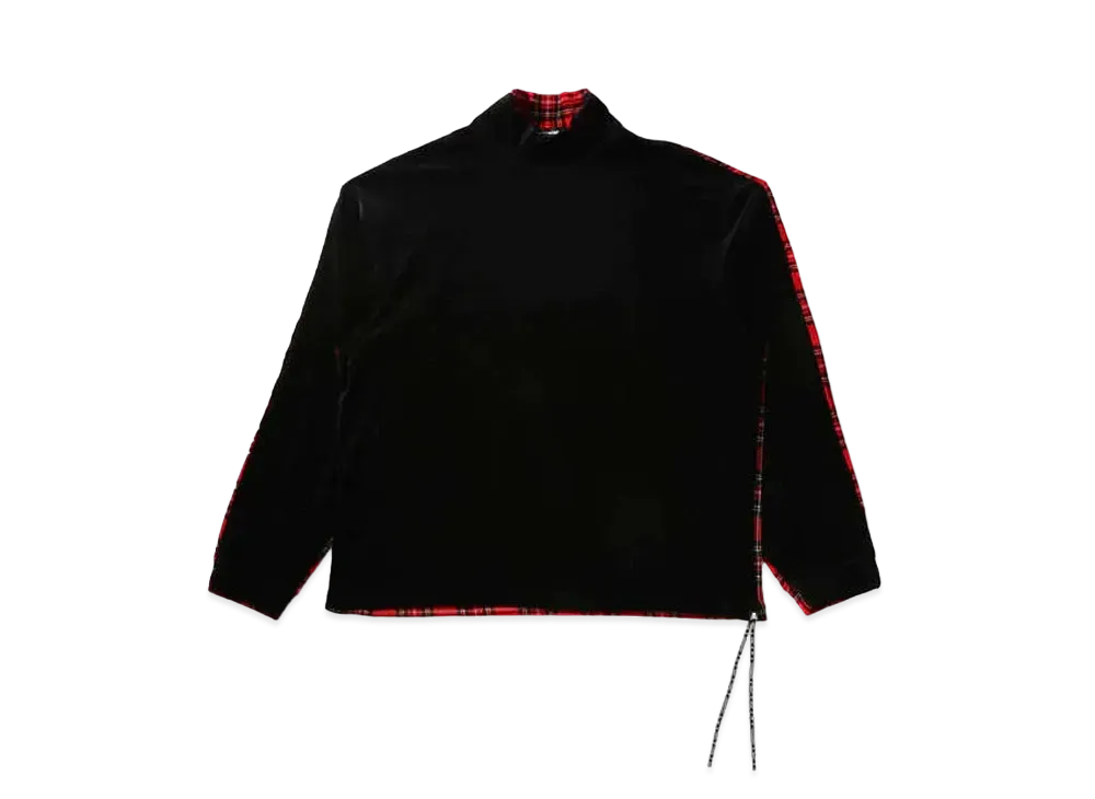 mastermind JAPAN Boxy Velour 2 Color Hi Neck Tee "Black Red"