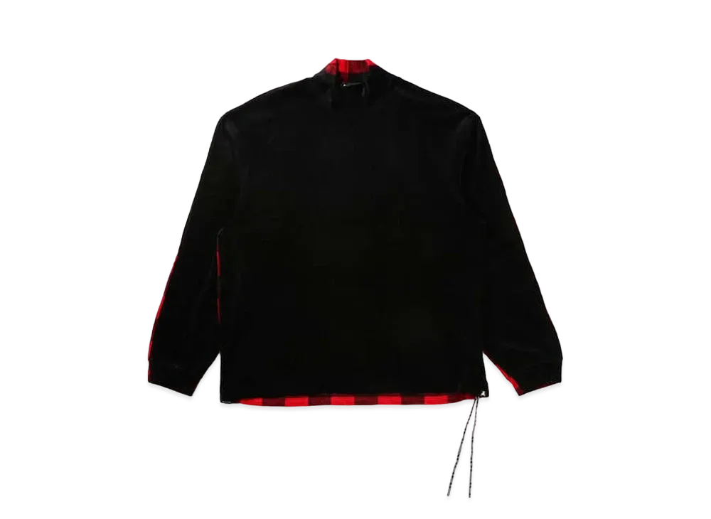mastermind JAPAN Boxy Velour 2 Color Hi Neck Tee "Black Red"