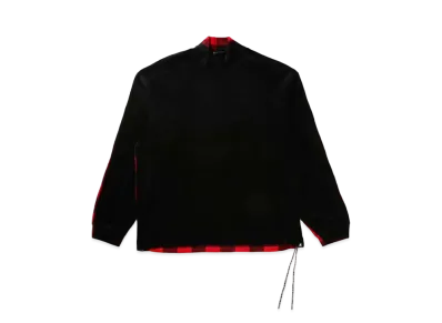 mastermind JAPAN Boxy Velour 2 Color Hi Neck Tee "Black Red"