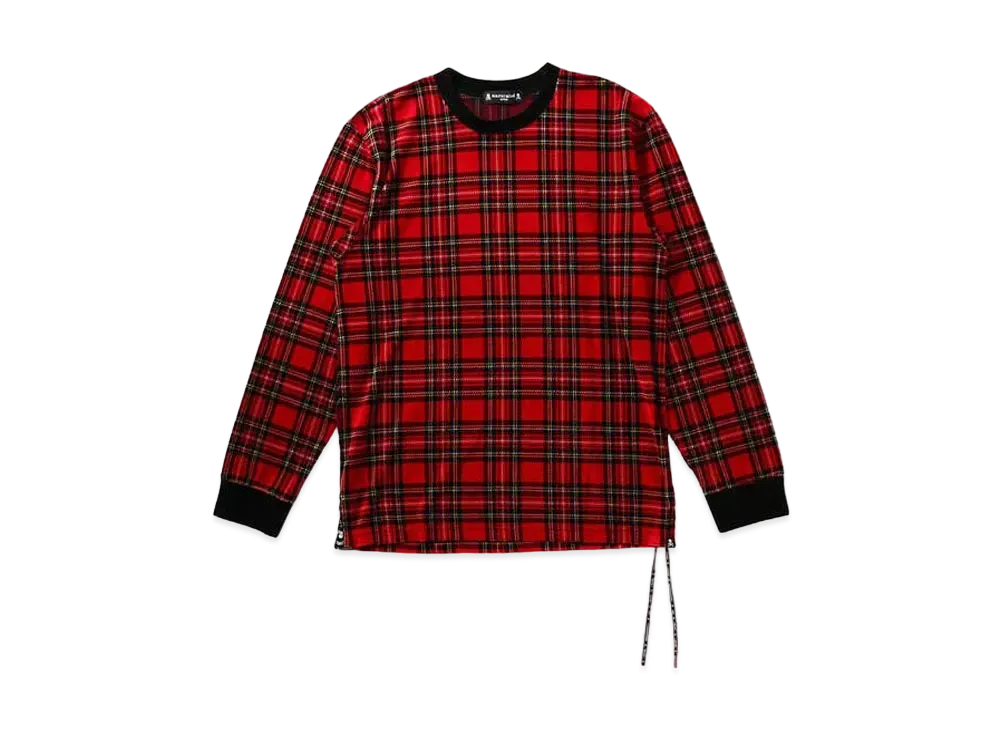 mastermind JAPAN Velour Plaid LS Tee "Black Red"