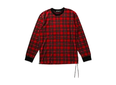 mastermind JAPAN Velour Plaid LS Tee "Black Red"