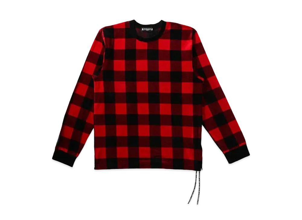 mastermind JAPAN Velour Plaid LS Tee "Black Red"
