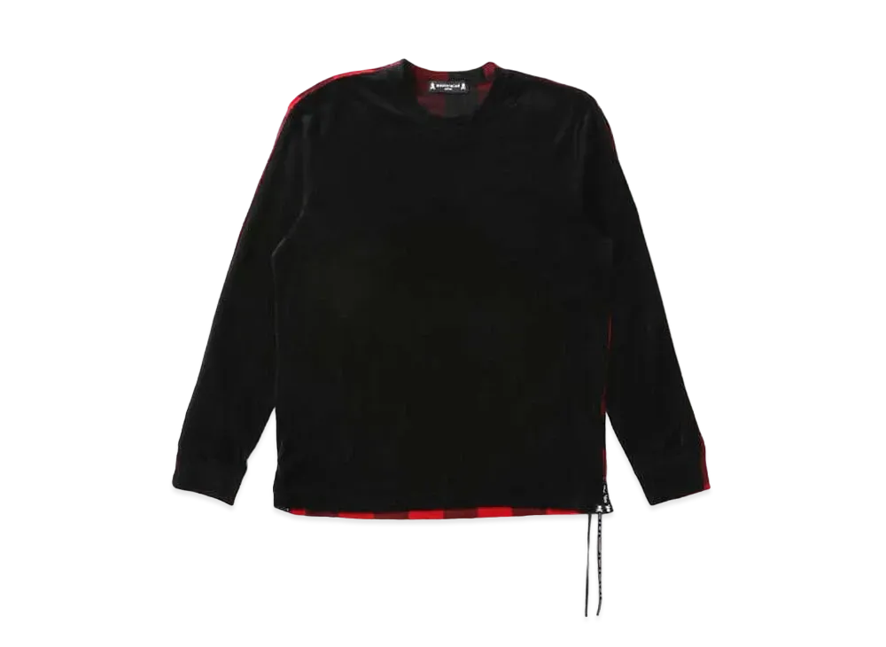 mastermind JAPAN Velour 2 Color LS Tee "Black Red"