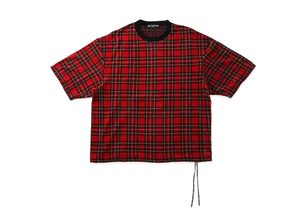mastermind JAPAN Boxy Velour Plaid Tee "Black Red"