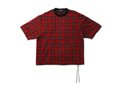 mastermind JAPAN Boxy Velour Plaid Tee "Black Red"