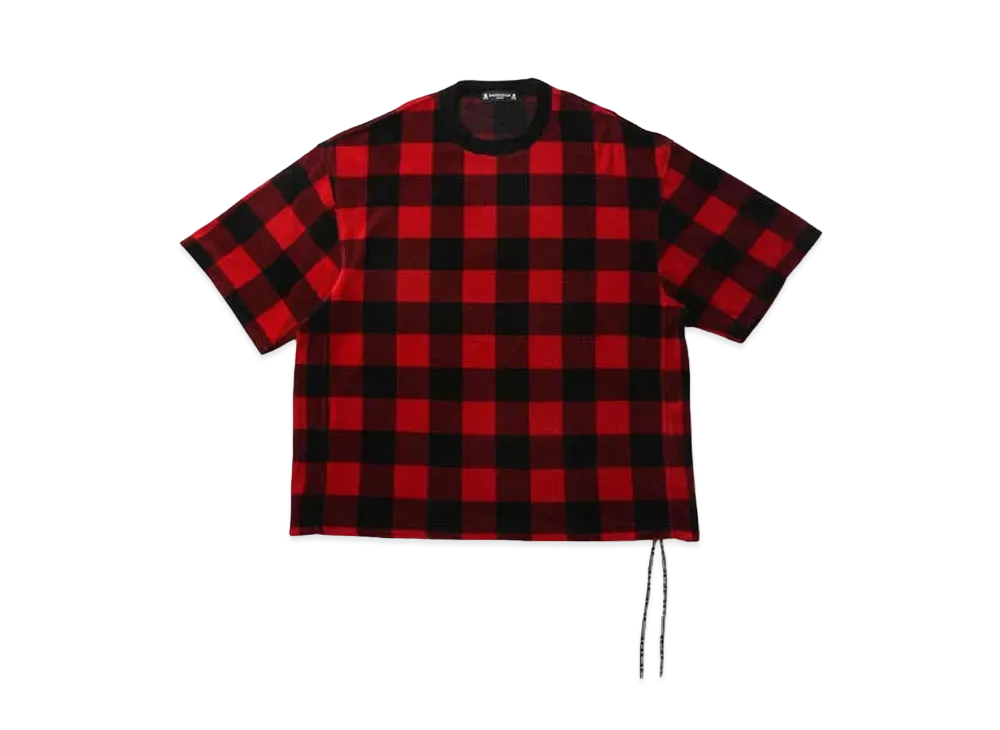 mastermind JAPAN Boxy Velour Plaid Tee "Black Red"