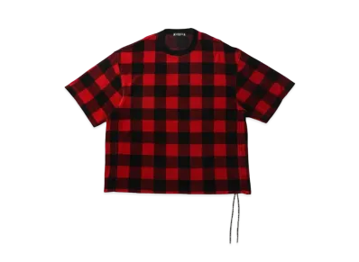 mastermind JAPAN Boxy Velour Plaid Tee "Black Red"
