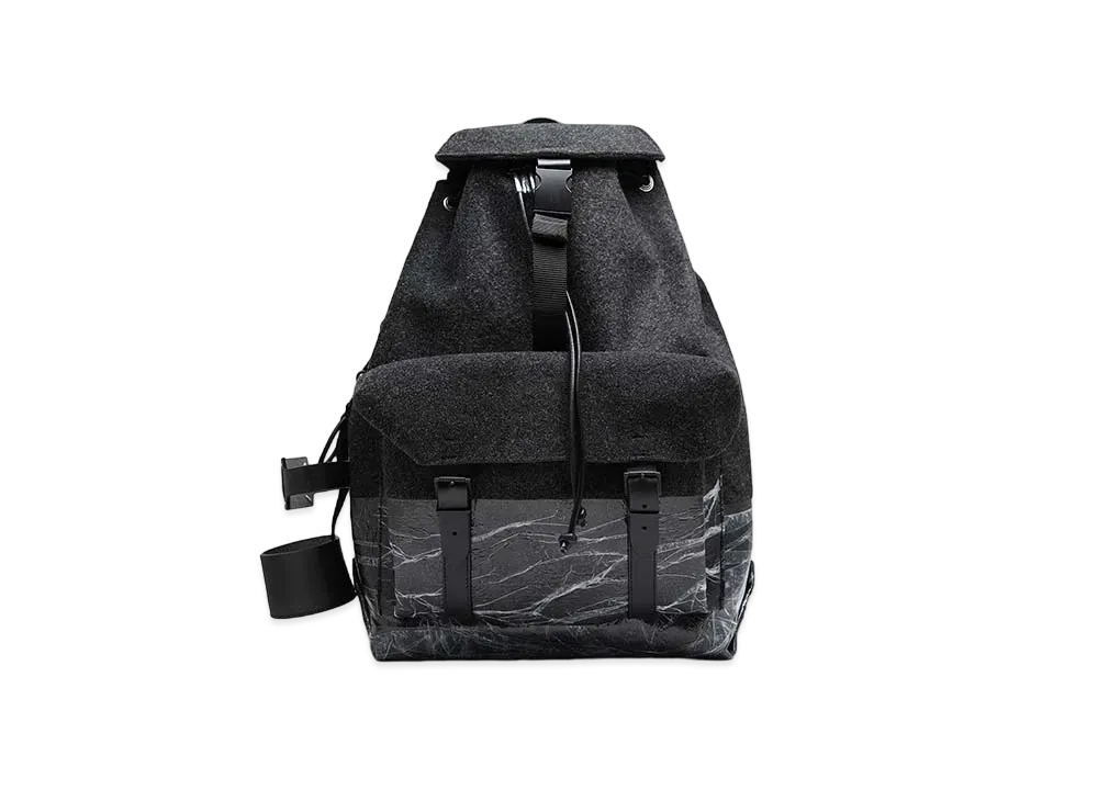 Maison Margiela Felt Wet Look Drawstring Backpack "Steel Grey"
