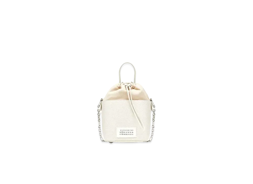 Maison Margiela Textured Leather Bucket Bag "Light Grey"