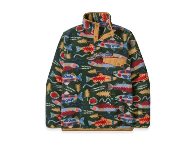 Patagonia Men's Lightweight Synchilla Snap-T Pullover "Salmon Energy/Old Growth Green"