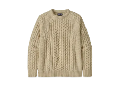 Patagonia Men's Recycled Wool Blend Cable Knit Crew Neck Sweater "Natural"