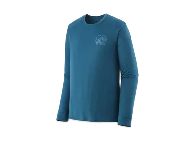 Patagonia Men's Longsleep Cap Cool Merino Graphic Shirt "Wavy Blue"
