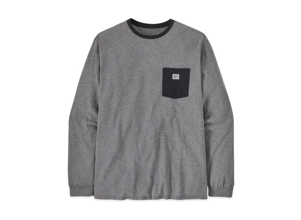 Patagonia Men's Longsleep Shop Sticker Pocket Responsibility "Grey Heather"