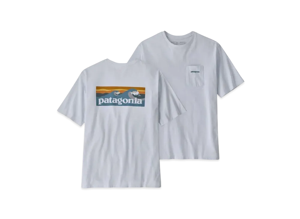 Patagonia Men's Boardshort Logo Pocket Responsibili Tee "White"