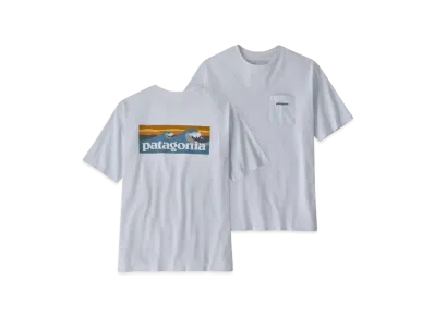 Patagonia Men's Boardshort Logo Pocket Responsibili Tee "White"