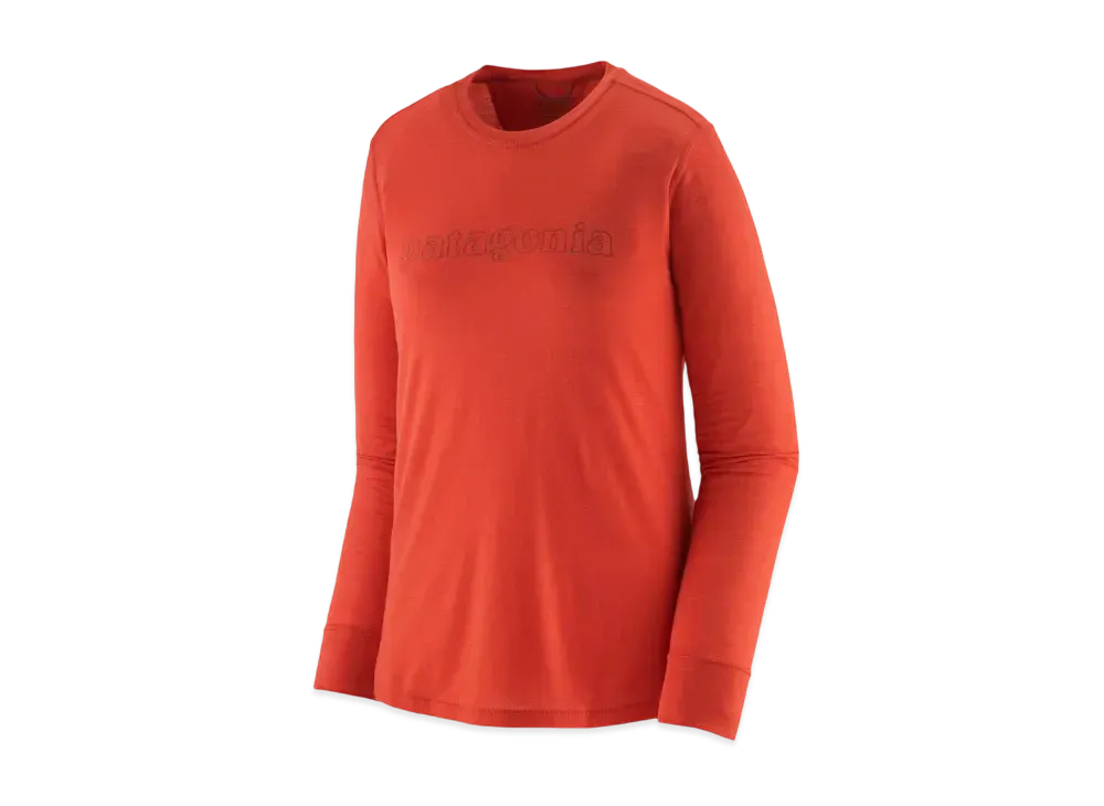 Patagonia Women's Longsleep Capilene Cool Merino Blend Graphic Shirt "Red"