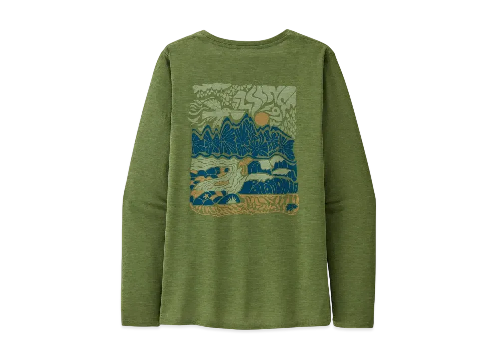 Patagonia Women's Longsleep Capilene Cool Daily Graphic Shirt "Terrain Green"