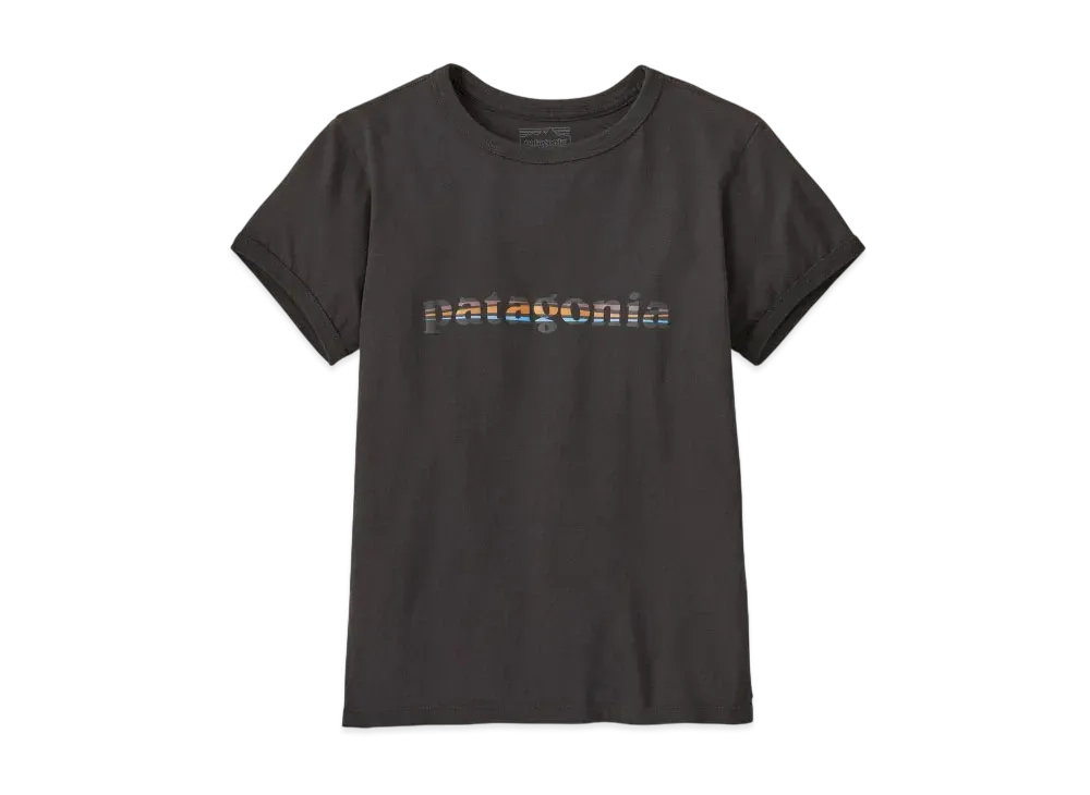 Patagonia Women's 73 Skyline Logo Organic Ringer Tee "Black"